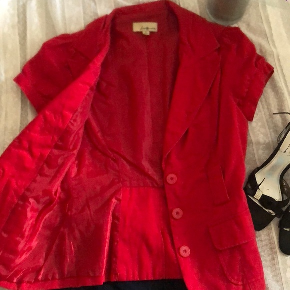 Short Sleeve Red Blazer - Picture 3 of 7